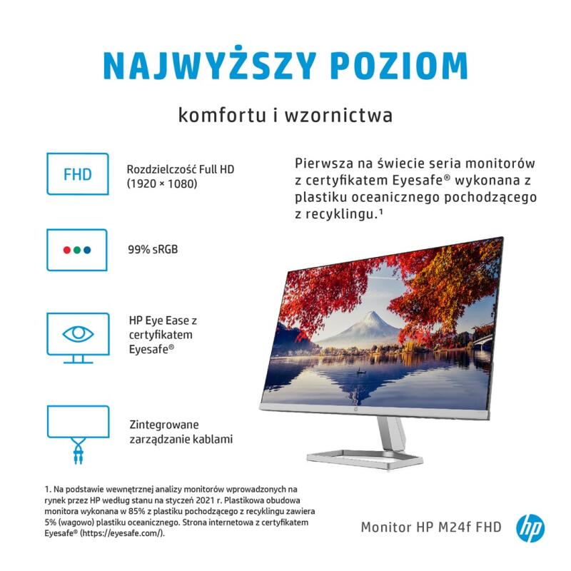 HP M24f FHD Monitor 60.5 cm (23.8") 1920 x 1080 pixels Full HD Black, Silver - Image 9