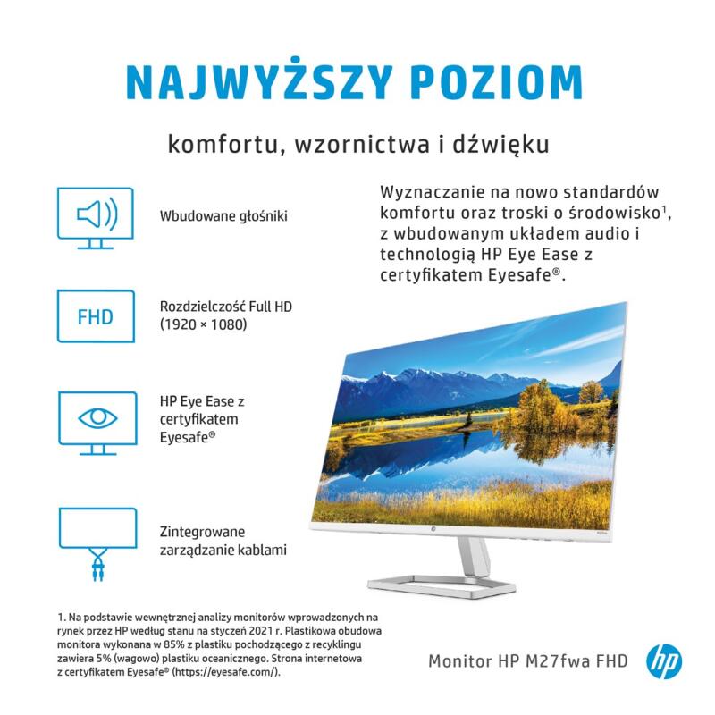 HP M27fwa 68.6 cm (27") 1920 x 1080 pixels Full HD LCD White, Silver - Image 7