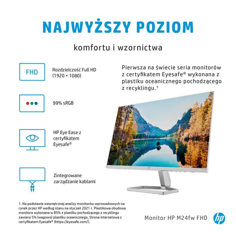 HP M24fw (2D9K1E9) 60.5 cm (23.8") 1920 x 1080 pixels Full HD Silver - Image 4
