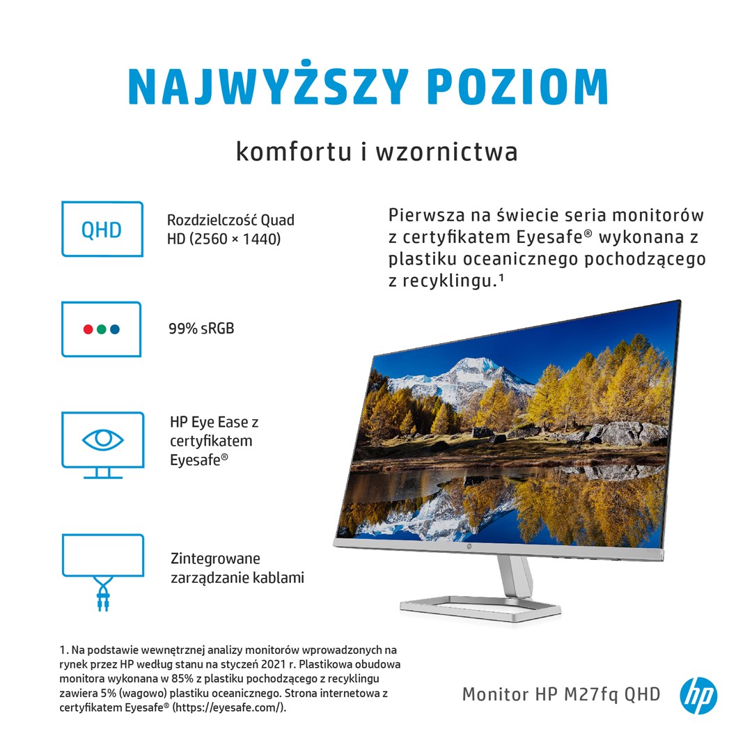 HP M27fq 68.6 cm (27") 2560 x 1440 pixels Quad HD LED Silver - Image 4