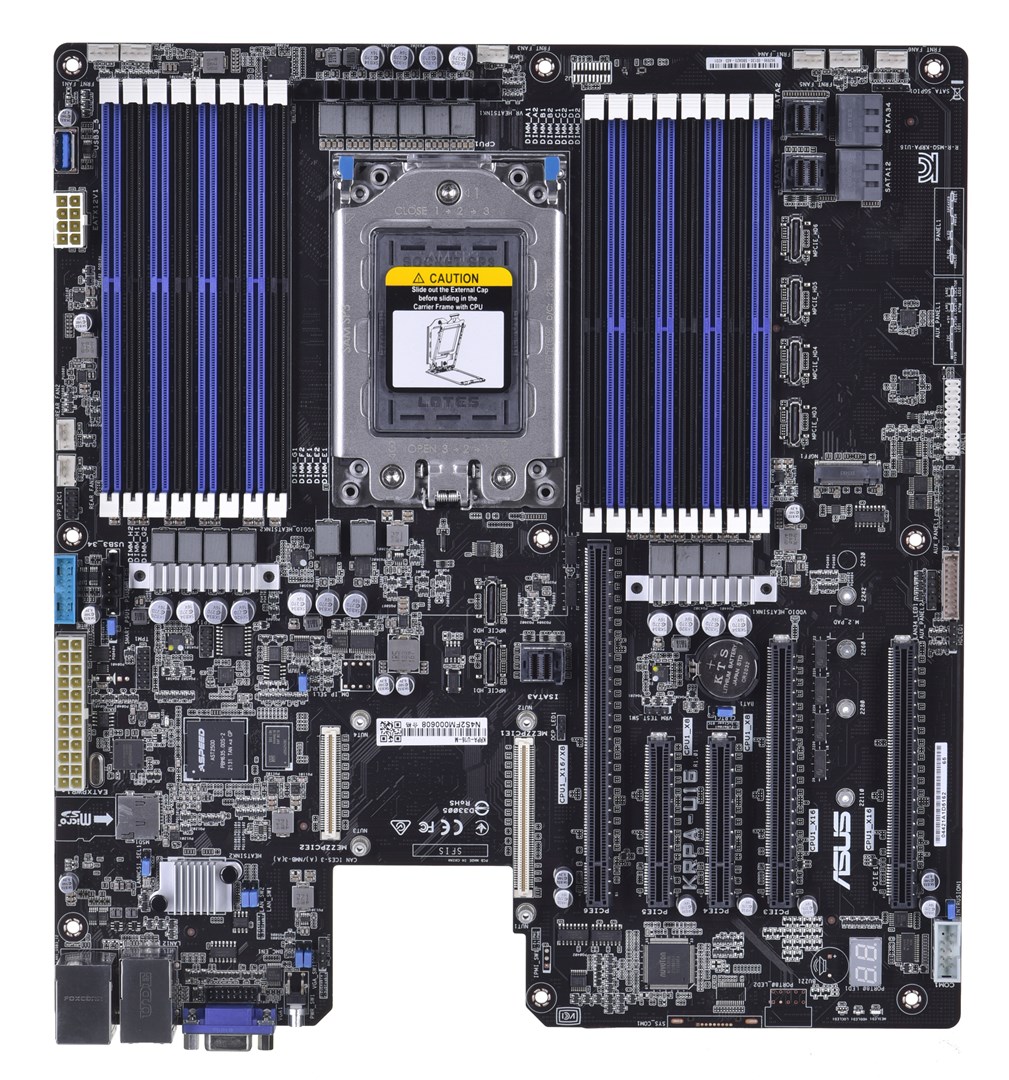 Płyta Serwerowa ASUS KRPA-U16-M EPYC LGA 4094 (SP3), 16xDIMM DDR4 3200 MHz, 1xPCIe 4.0, 3xPCIe 3.0, 1xPCIe, 1xM.2, 16xSATA, OCP 2.0 Mezzanine, Dual Port Intel I350-AM2 , EEB