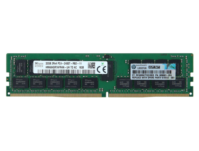 32GB HP PC4-19200T-R DDR4-2400 2Rx4 CL17 ECC RDIMM 1.2V