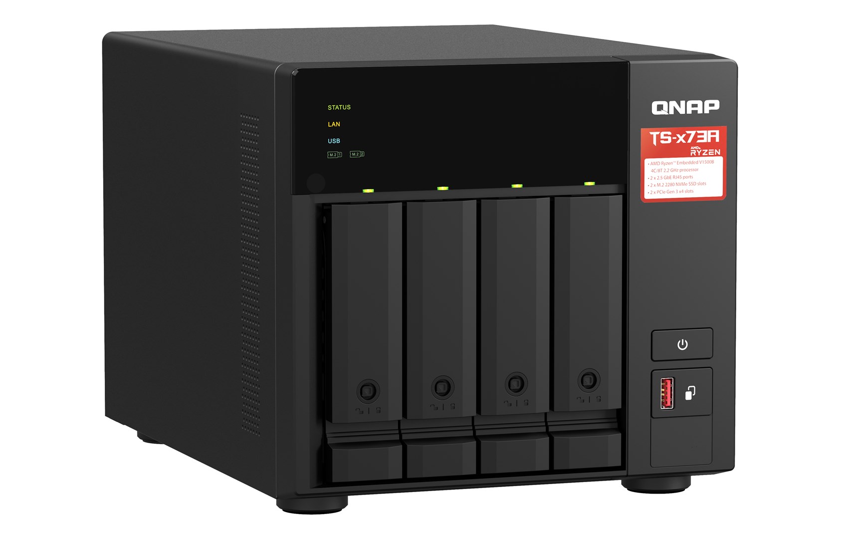 QNAP TS-473A NAS Tower Ryzen Embedded V1500B 8 GB DDR4 0 TB QNAP Turbo System Black - Image 2