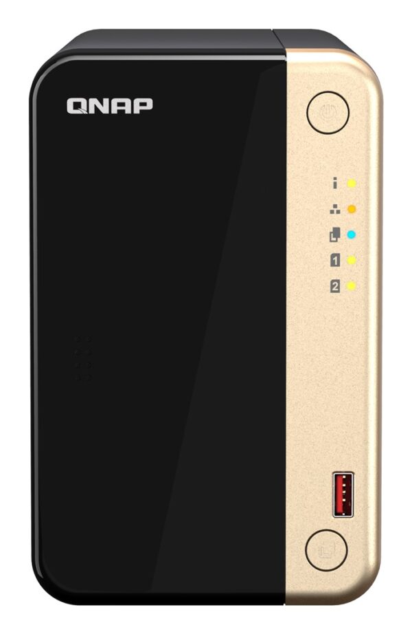 QNAP TS-264 NAS Tower Intel® Celeron® N5095 8 GB 0 TB QNAP QTS Black, Gold