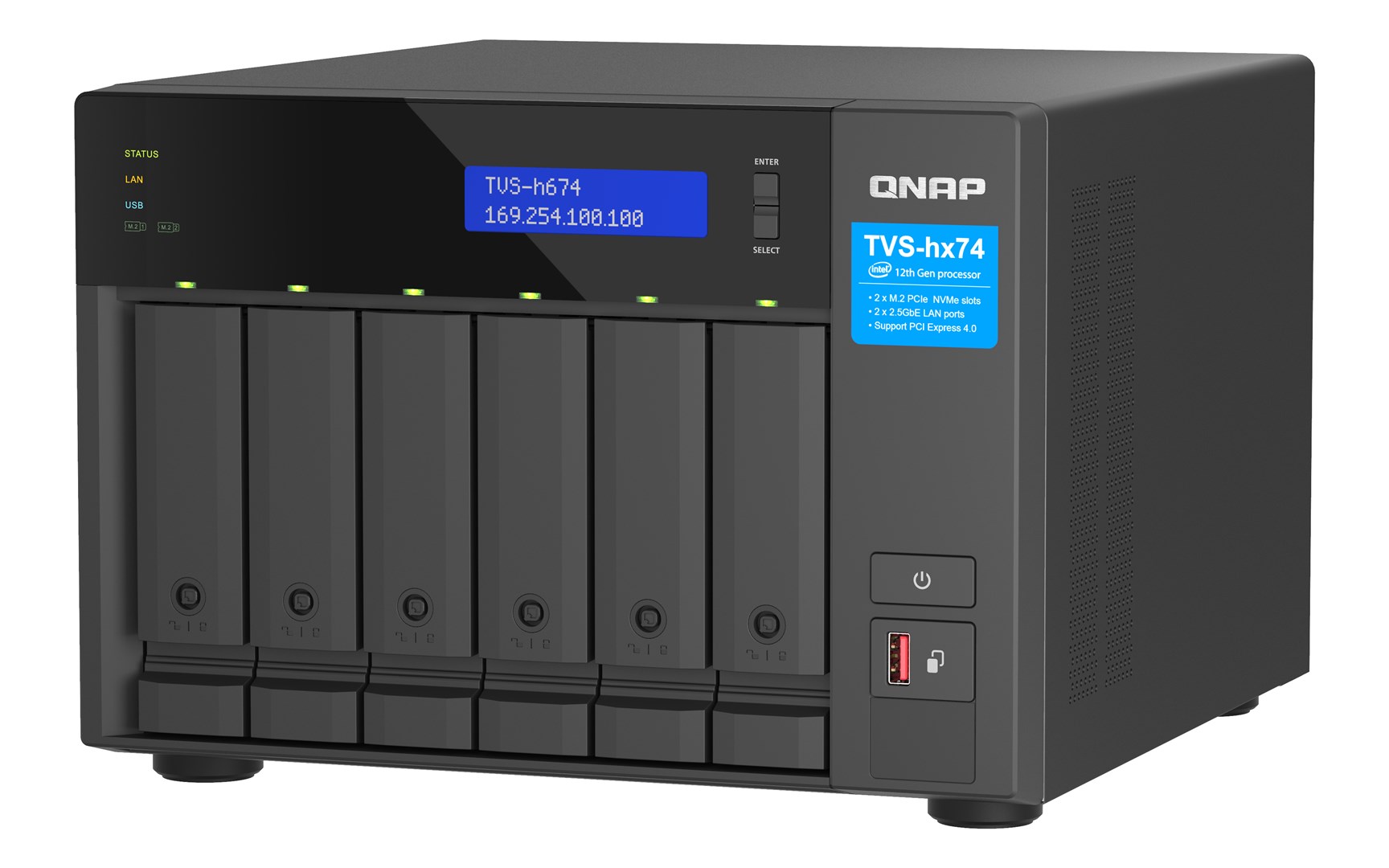 QNAP TVS-H674 NAS Tower Intel® Core™ i5 i5-12400 32 GB DDR4 QuTS hero Black - Image 4