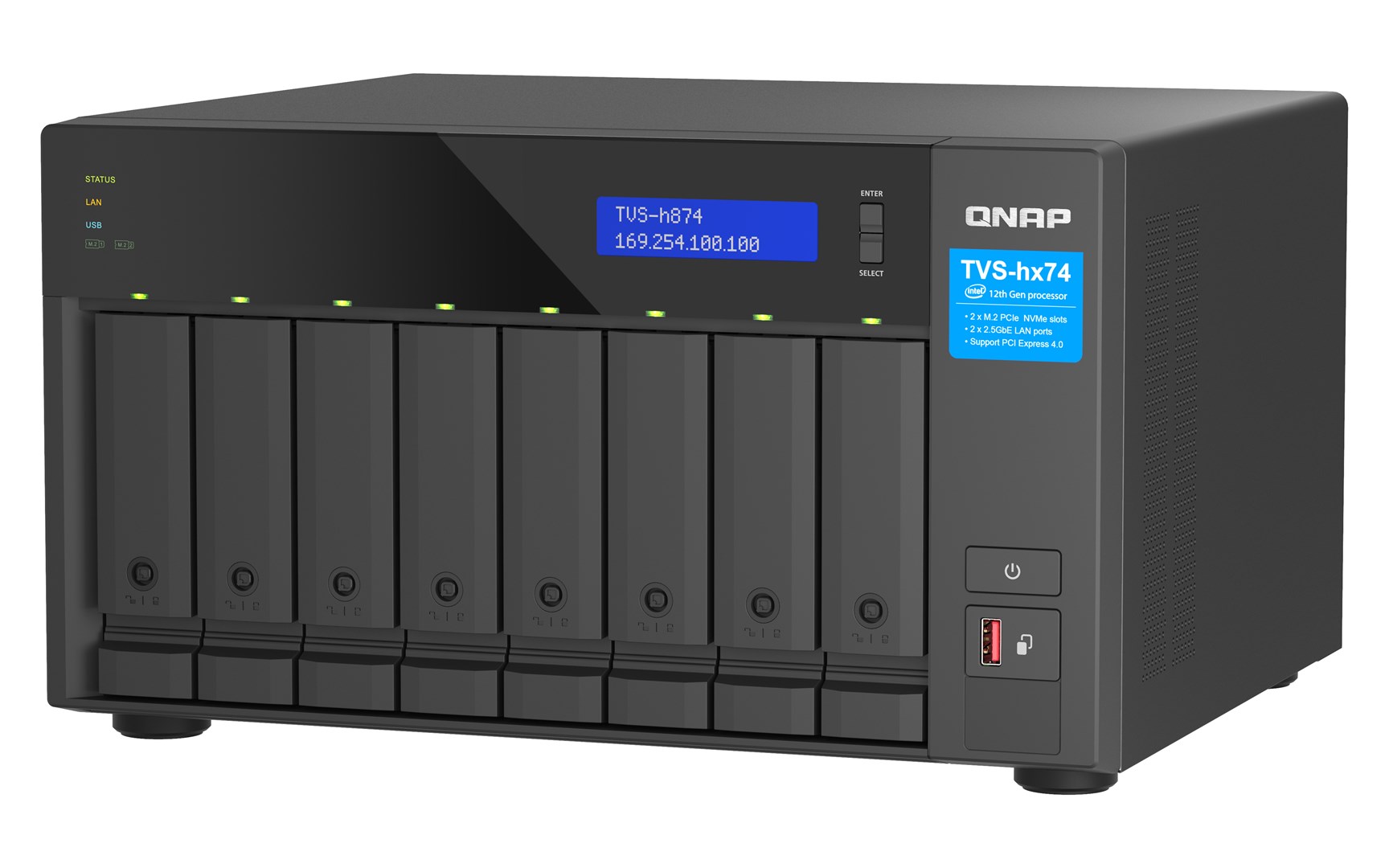 QNAP TVS-h874 NAS Tower Intel® Core™ i5 i5-12400 32 GB DDR4 QuTS hero Black - Image 5