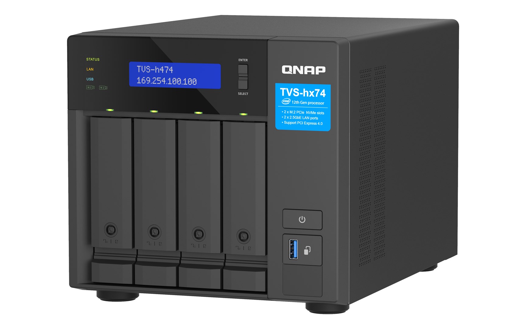 QNAP TVS-H474 NAS Tower Intel® Pentium® G7400 8 GB DDR4 QuTS hero Black - Image 5