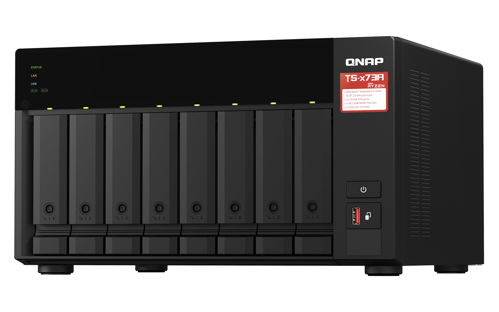 QNAP TS-873A NAS Tower Ryzen Embedded V1500B 8 GB DDR4 0 TB QuTS hero Black - Image 6