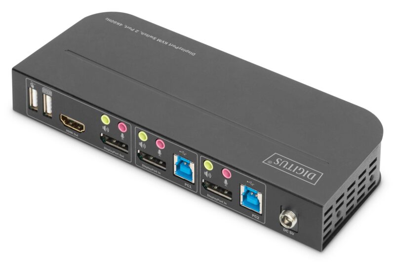 Digitus KVM Switch, 2-Port, 4K60Hz, 2 x DP in, 1 x DP/HDMI out - Image 3