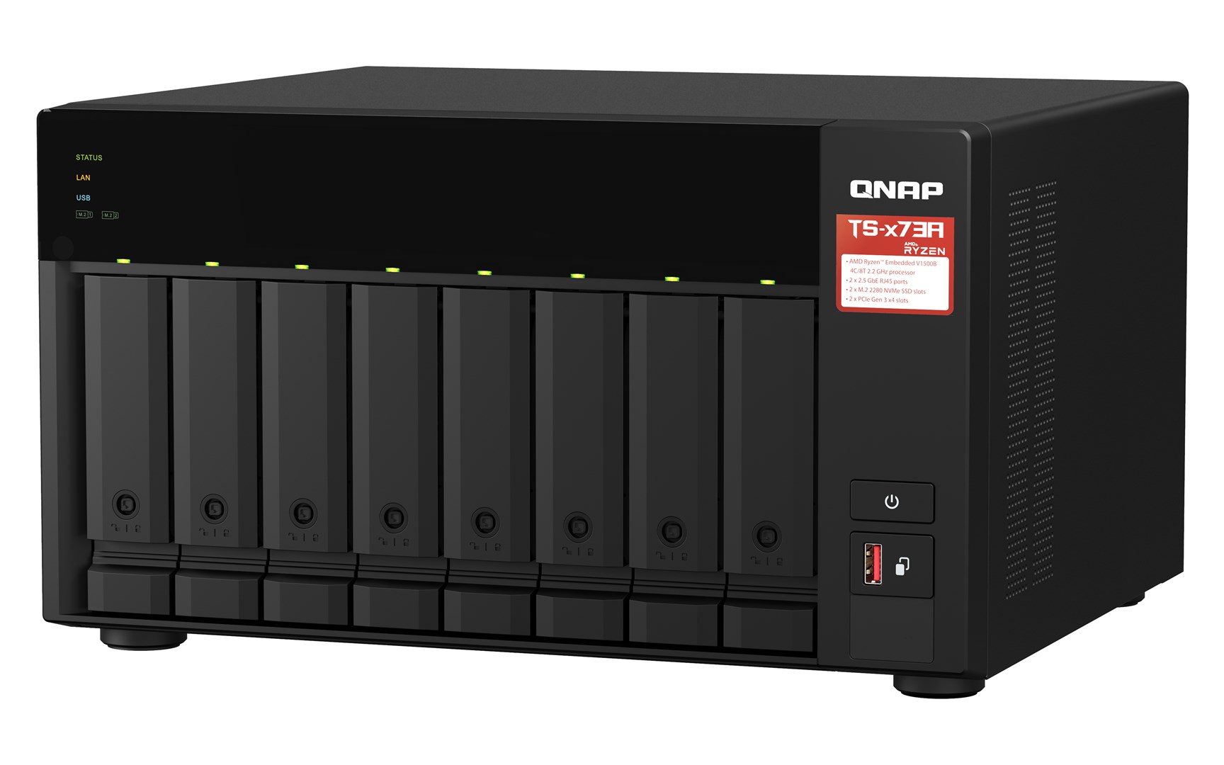 QNAP TS-873A NAS Tower Ryzen Embedded V1500B 8 GB DDR4 0 TB QuTS hero Black - Image 5