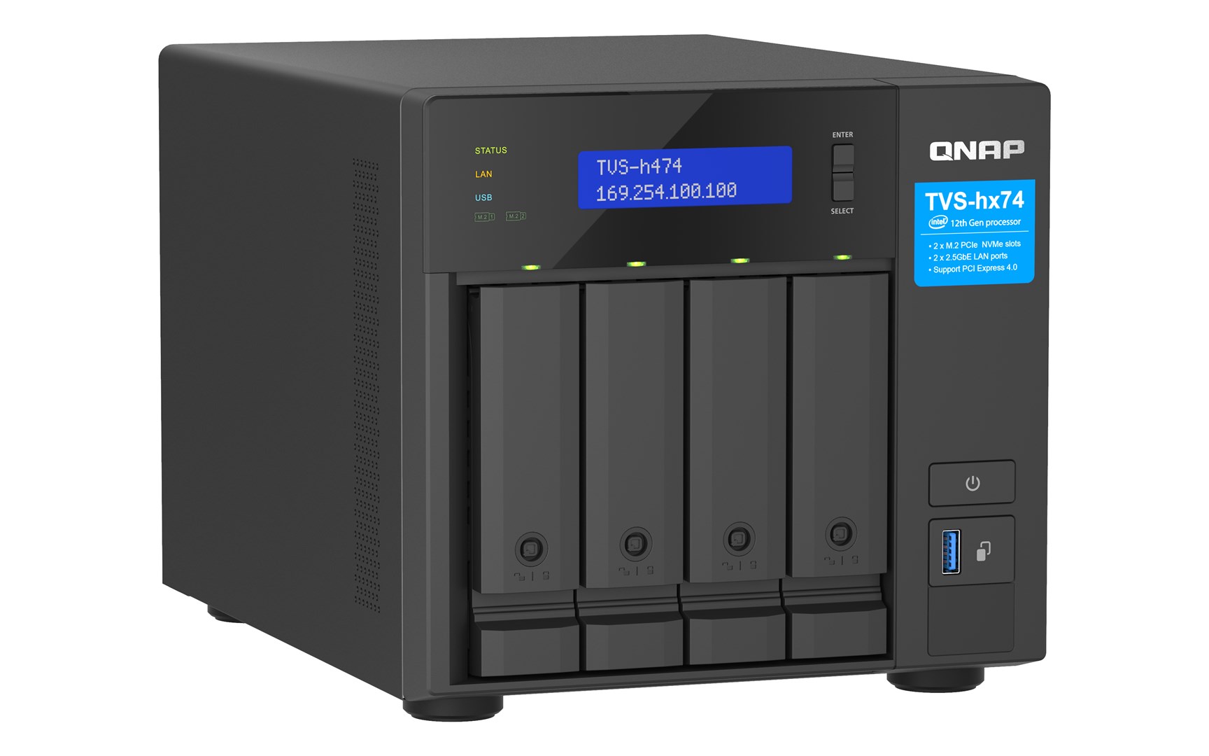 QNAP TVS-H474 NAS Tower Intel® Pentium® G7400 8 GB DDR4 QuTS hero Black - Image 3