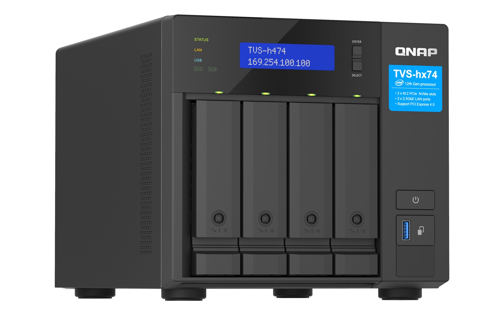 QNAP TVS-H474 NAS Tower Intel® Pentium® G7400 8 GB DDR4 QuTS hero Black - Image 4