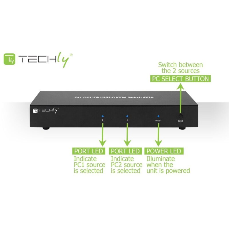 Techly IDATA DP-KVM2 KVM switch Black - Image 7