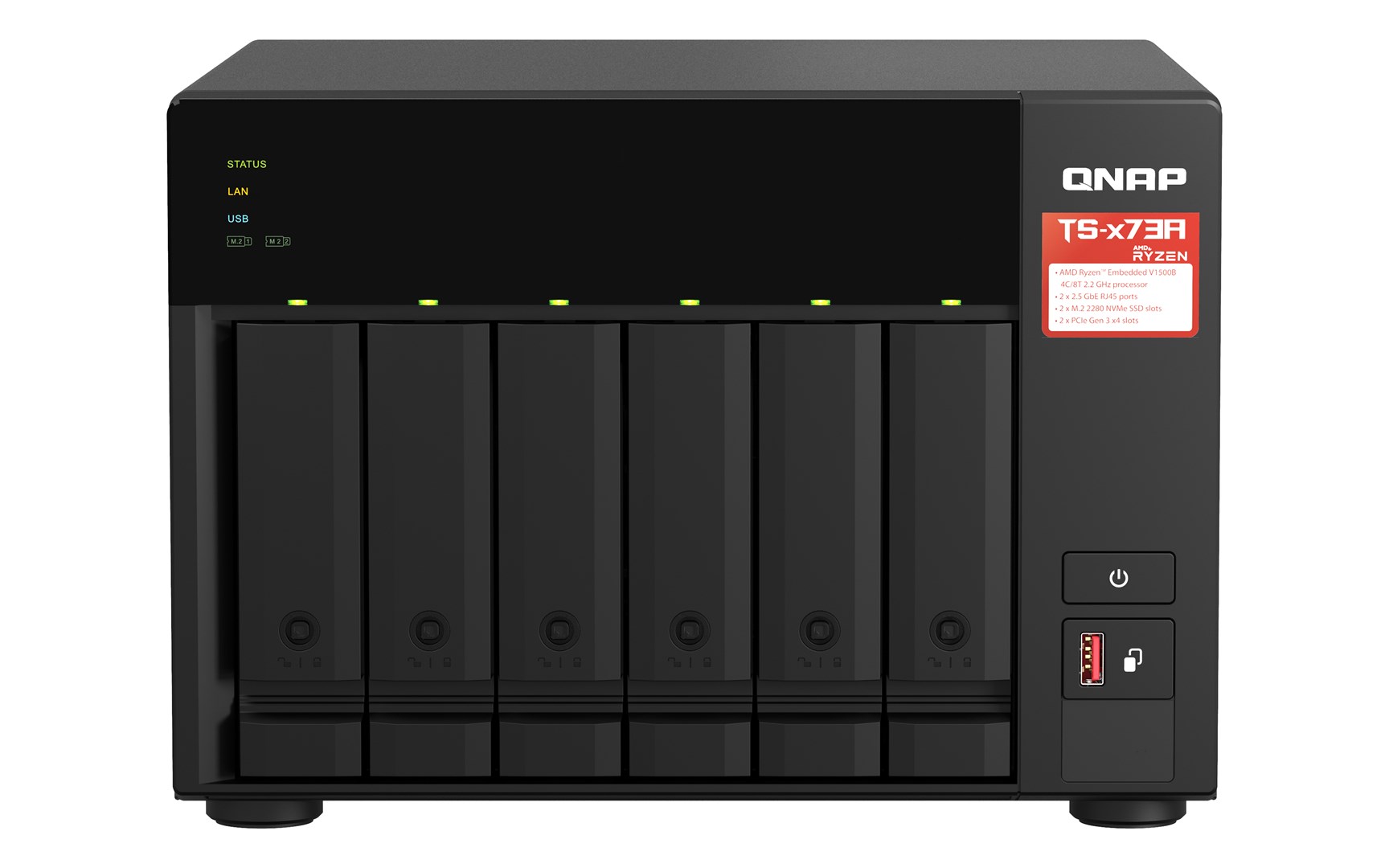 QNAP TS-673A-SW5T (TS-673A-8G + switch QSW-1105-5T 5x2.5GbE), Tower Ethernet LAN Anthracite V1500B - Image 2