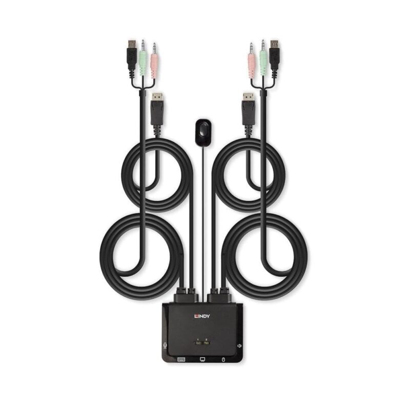 Lindy 2 Port DisplayPort 1.2, USB 2.0 and Audio Cable KVM Switch - Image 6