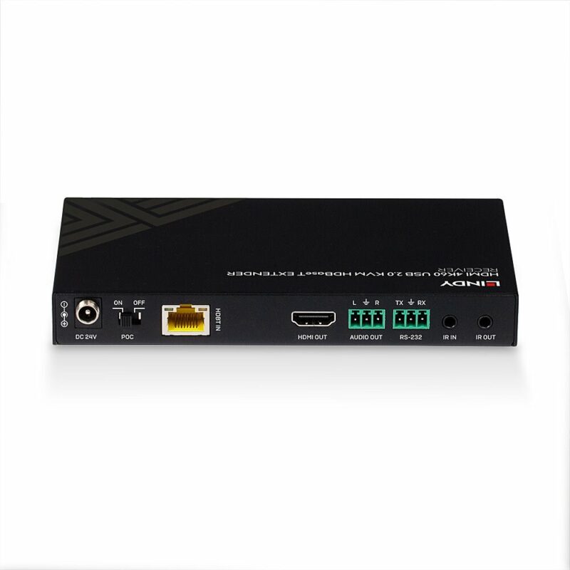 Lindy 150m Cat.6 HDMI 4K60, IR, RS-232 & Audio HDBaseT KVM Extender, Receiver - Image 4