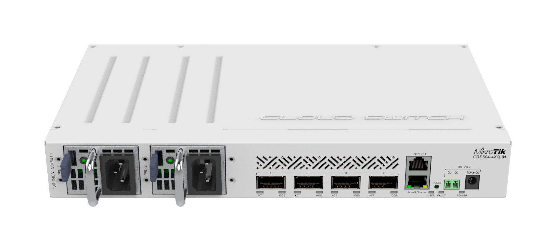 Mikrotik CRS504-4XQ-IN network switch Managed Fast Ethernet (10/100) Power over Ethernet (PoE) White - Image 2