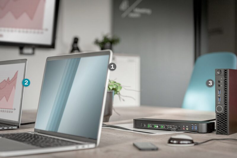 Digitus KVM Switch, 4-Port, 4K60Hz, 4 x DP in, 1 x DP/HDMI out - Image 3