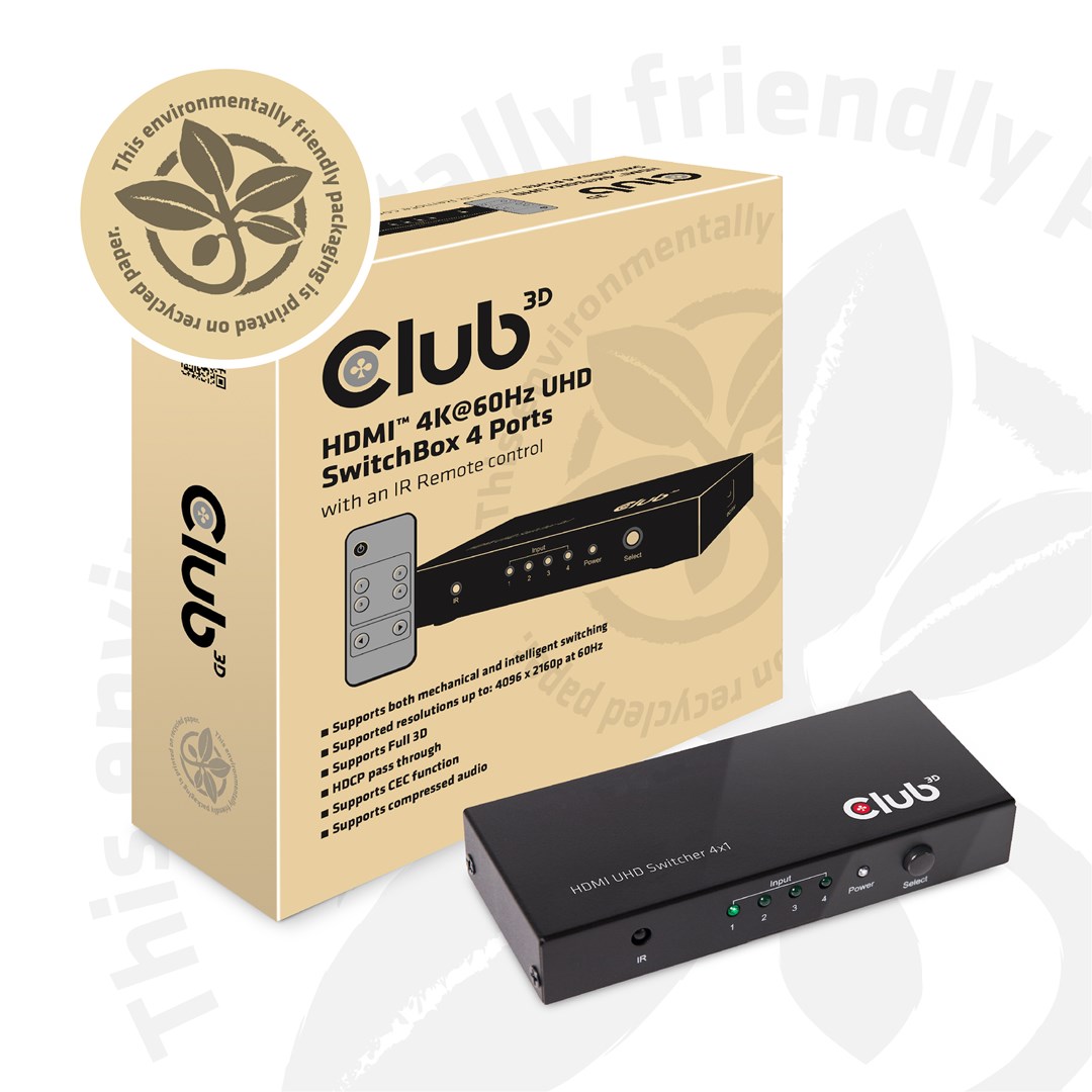 CLUB3D HDMI™ 2.0 UHD 4K60Hz SwitchBox 4 ports and included IR Remote control - Image 13