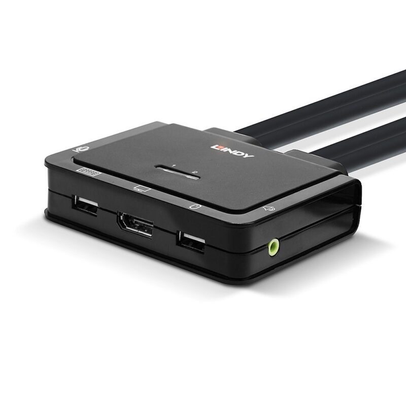 Lindy 2 Port DisplayPort 1.2, USB 2.0 and Audio Cable KVM Switch - Image 2