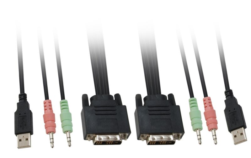 LevelOne 2-Port USB DVI-D Single Link Cable KVM Switch, audio support - Image 2
