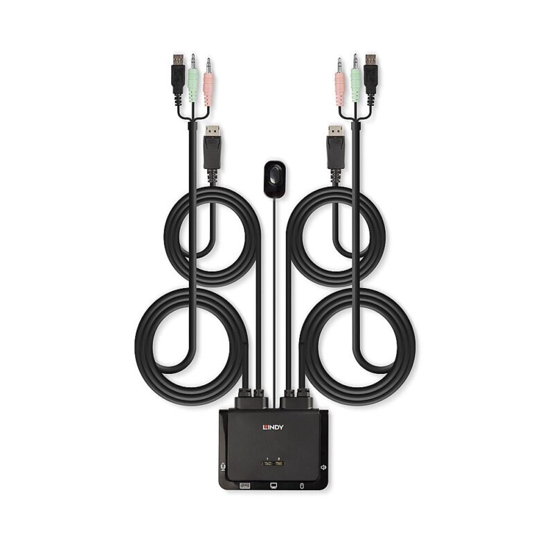 Lindy 2 Port DisplayPort 1.2, USB 2.0 and Audio Cable KVM Switch - Image 3