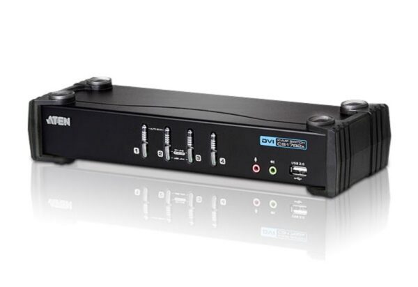 ATEN 4-Port USB DVI KVM Switch with Audio & USB 2.0 Hub (KVM Cables included)