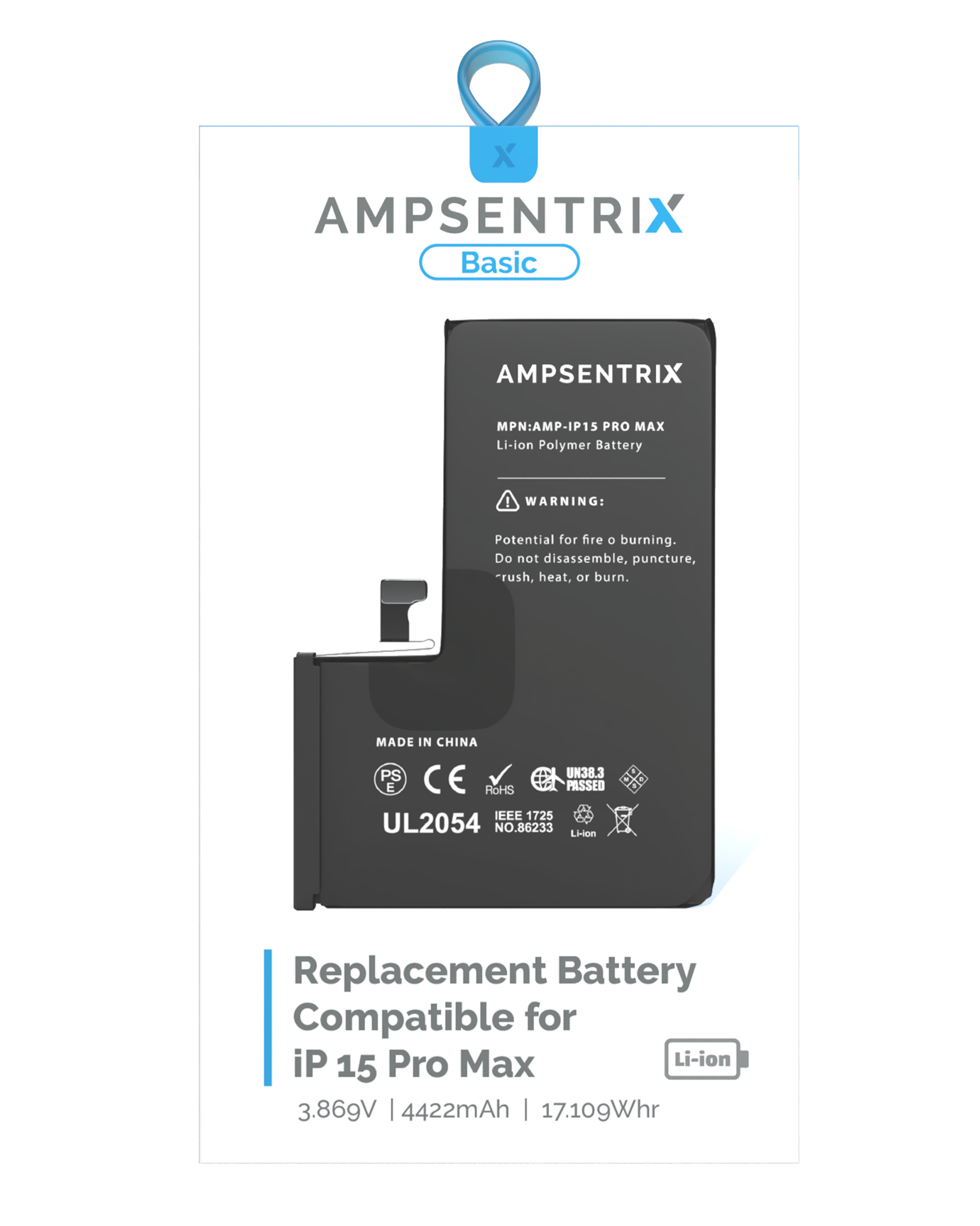 Replacement Battery For iPhone 15 Pro Max (AmpSentrix Basic) - Image 2