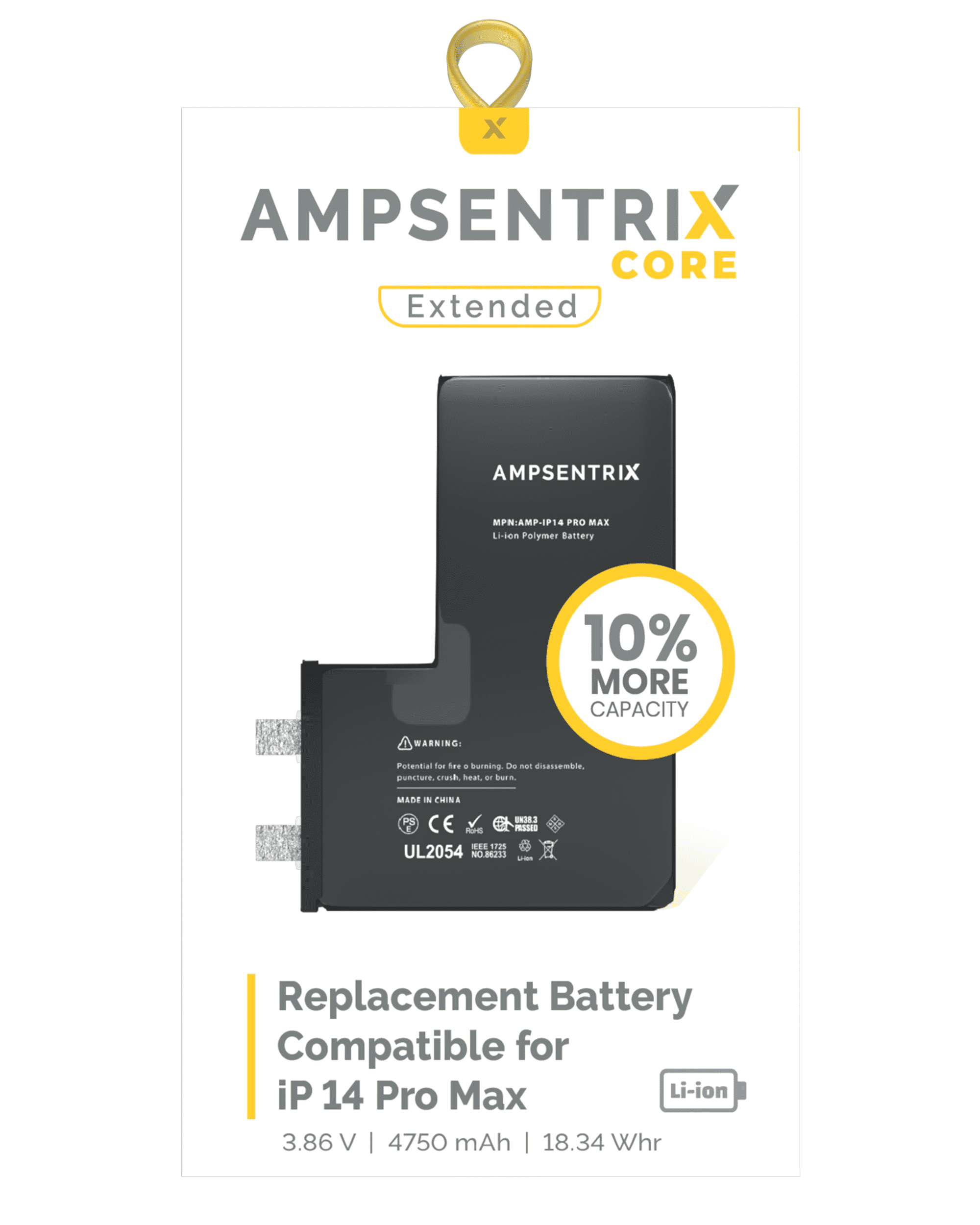 Replacement Battery For IPhone 14 Pro Max (Spot Welding Required) (AmpSentrix Core Extended) - Image 4