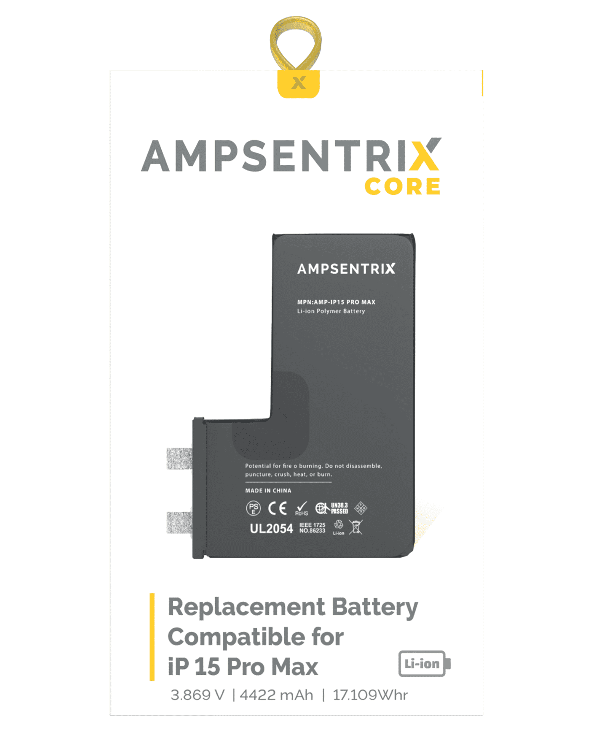Replacement Battery Core For iPhone 15 Pro Max (Spot Welding Required) (AmpSentrix Core) - Image 4