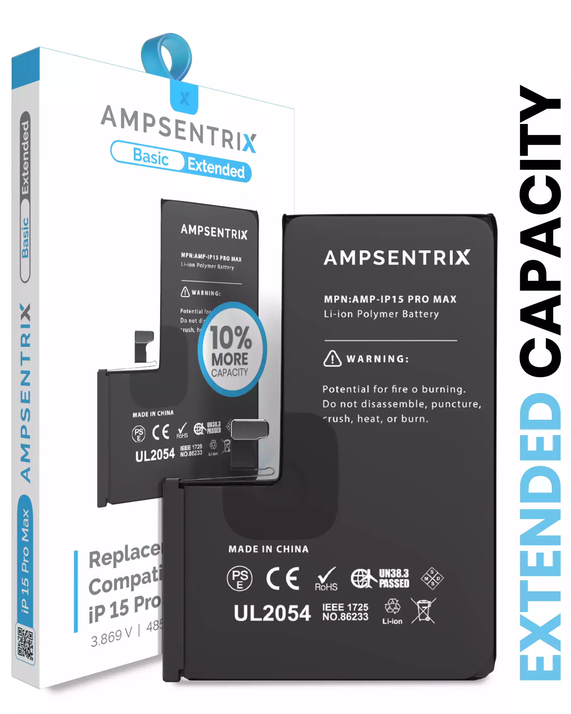 Replacement Battery For iPhone 15 Pro Max (AmpSentrix Basic Extended) - Image 3