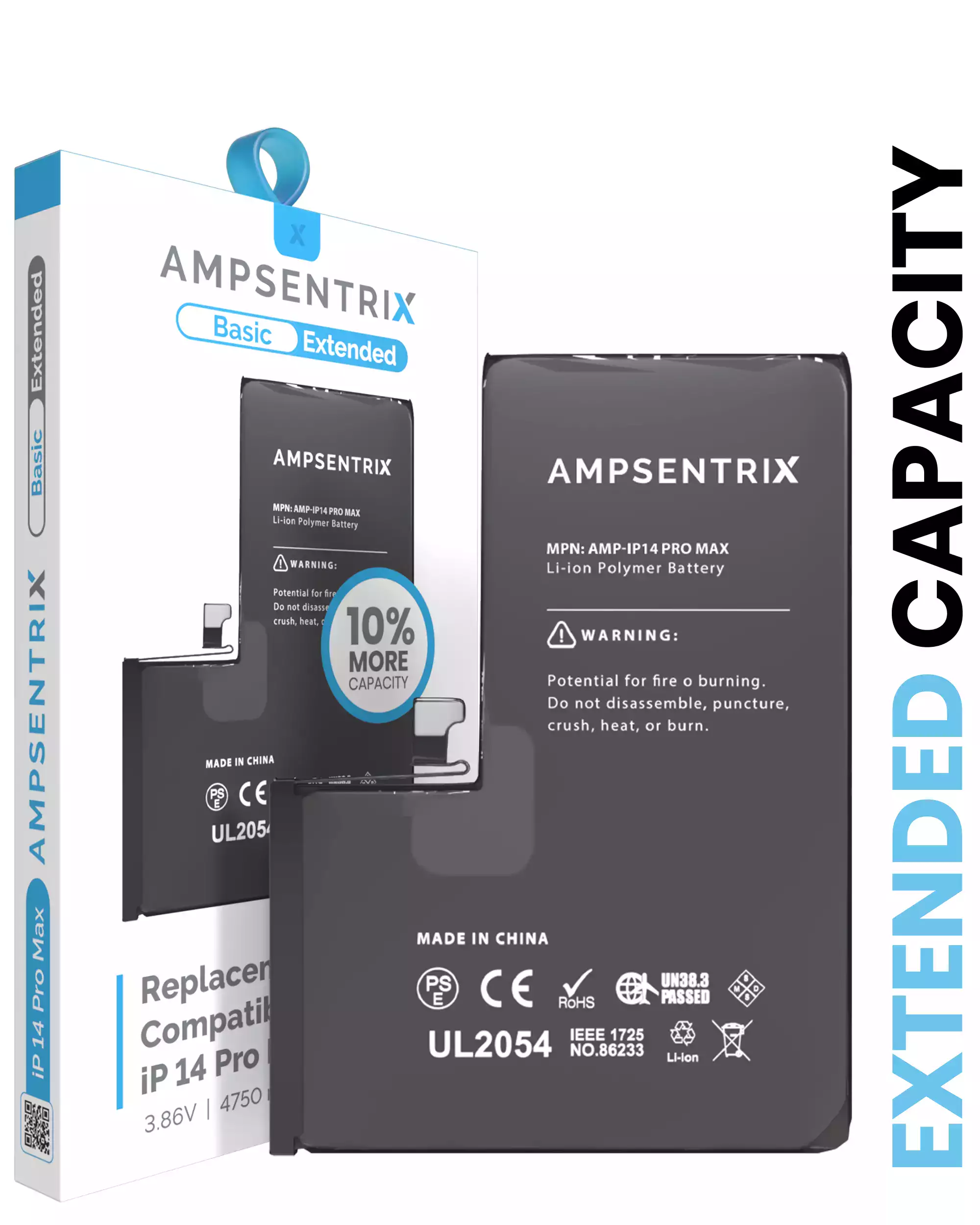 Extended Capacity Replacement Battery For iPhone 14 Pro Max (AmpSentrix Basic Extended) - Image 9