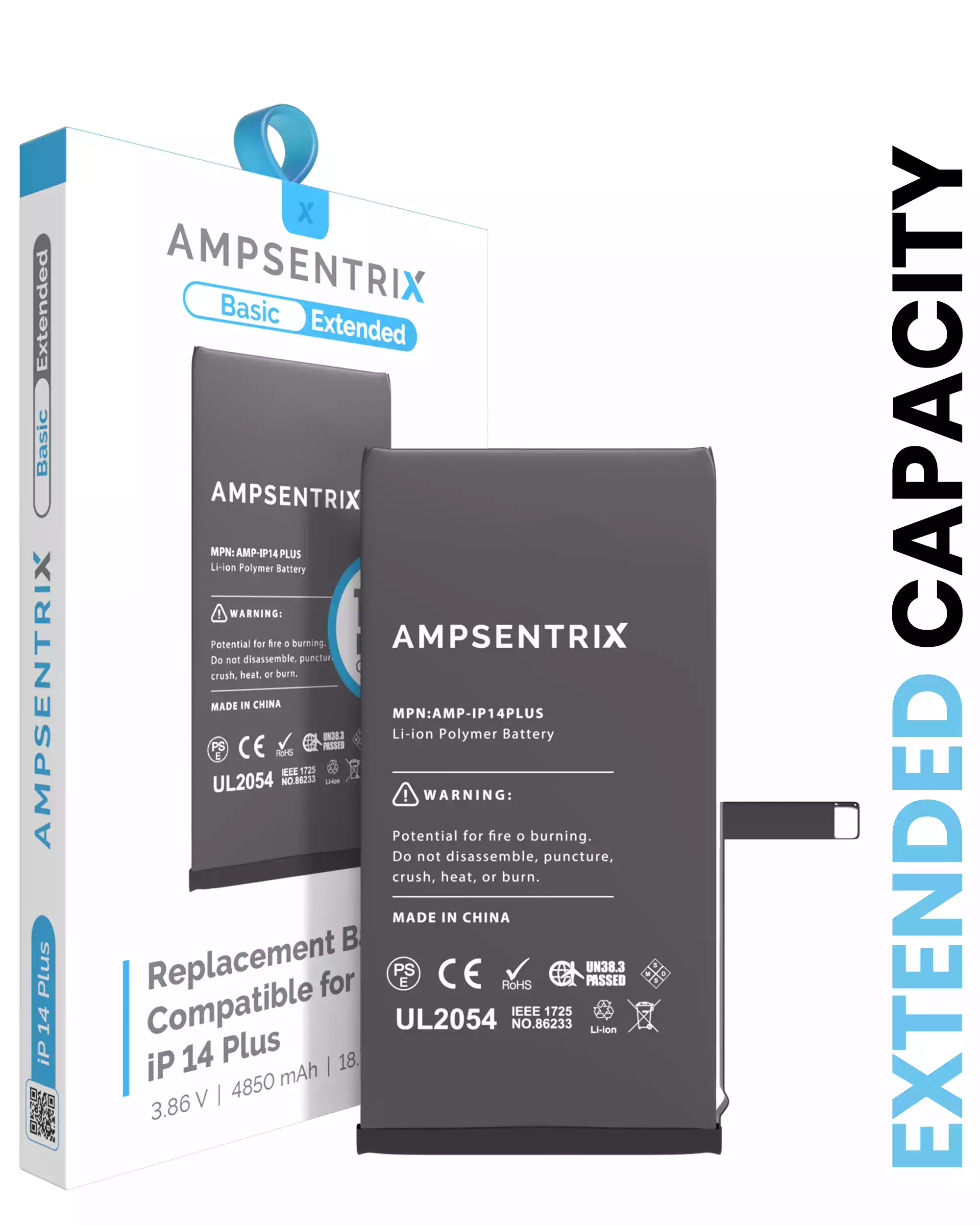 Replacement Battery For iPhone 14 Plus (AmpSentrix Basic Extended) - Image 2