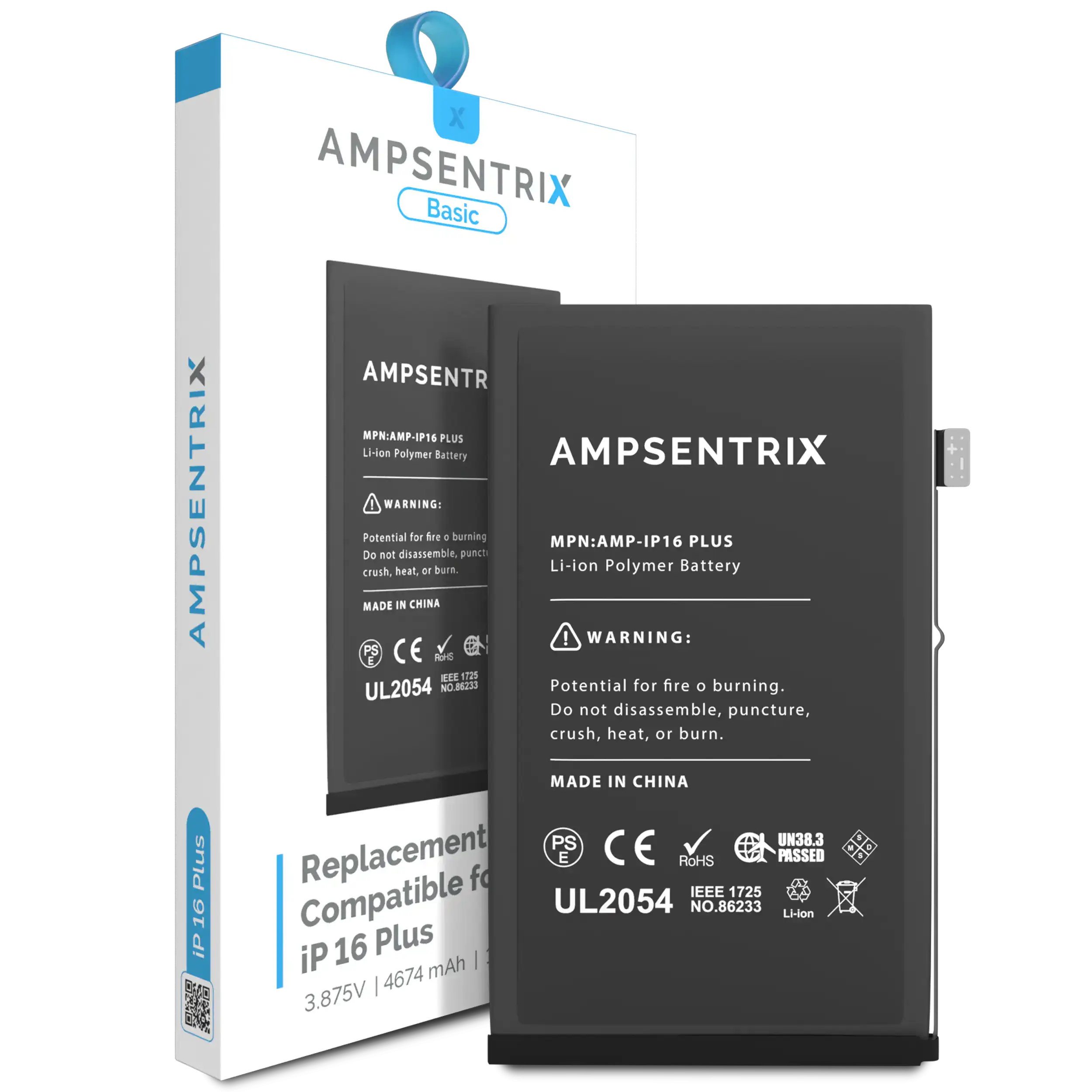 Replacement Battery For iPhone 16 Plus (AmpSentrix Basic)
