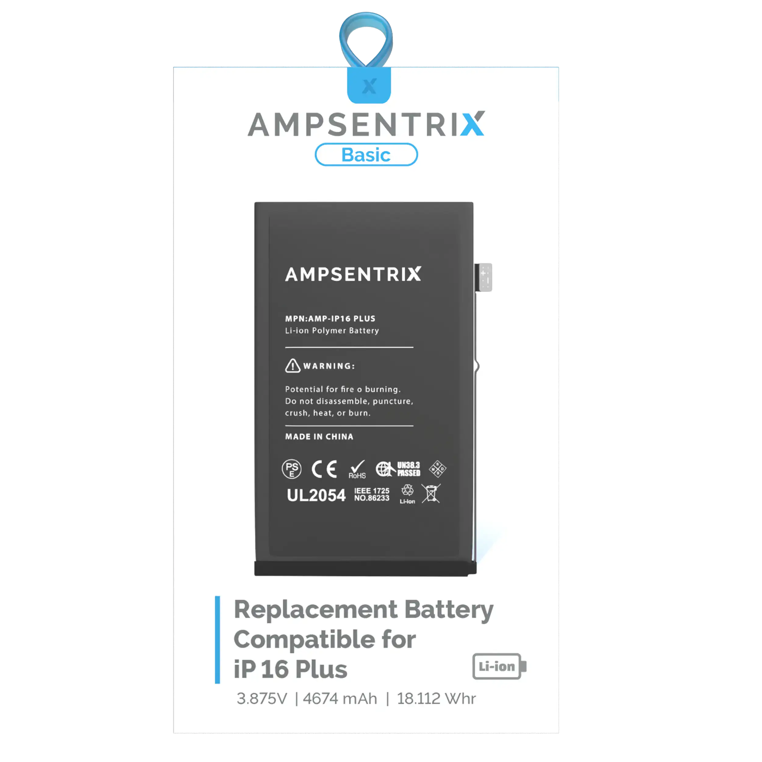 Replacement Battery For iPhone 16 Plus (AmpSentrix Basic) - Image 8