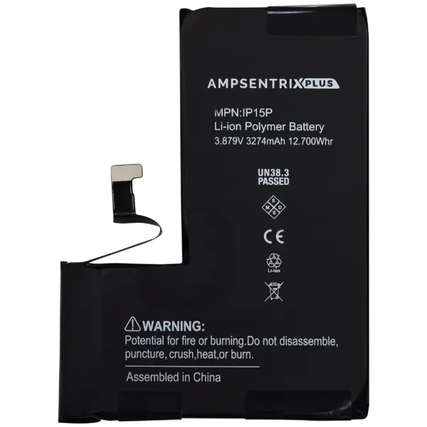 Replacement Battery For iPhone 15 Pro (AmpSentrix Plus)