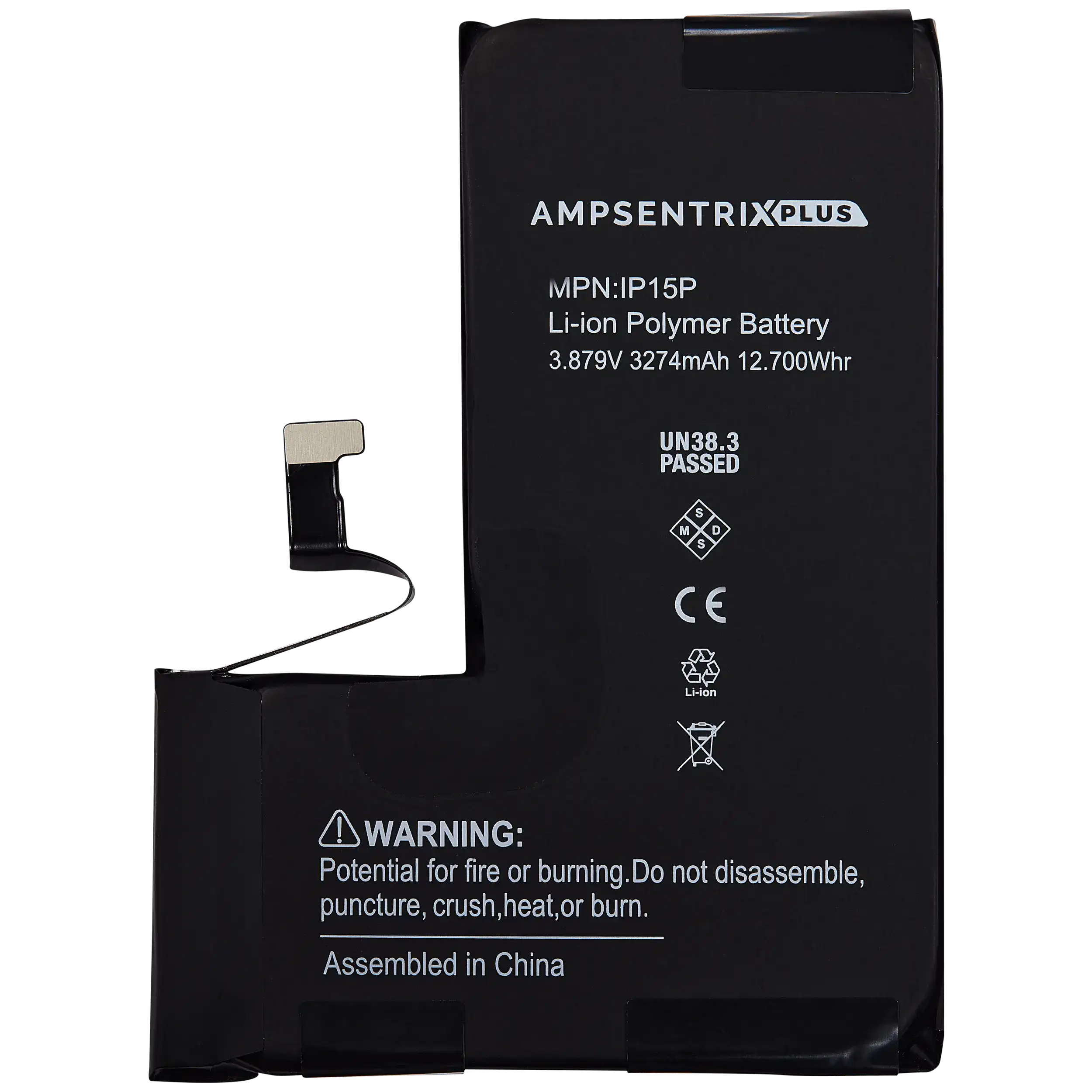 Replacement Battery For iPhone 15 Pro (AmpSentrix Plus)