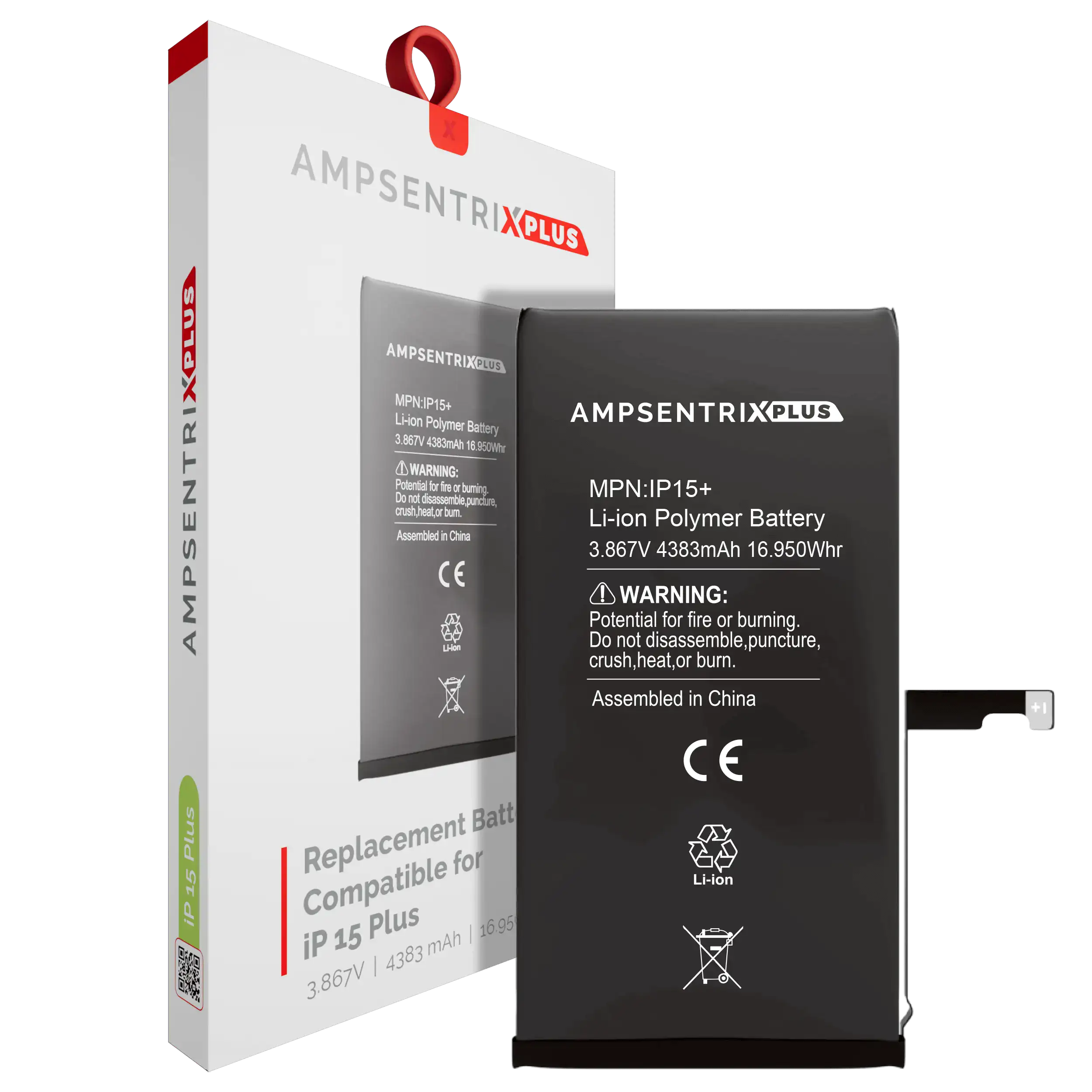 Replacement Battery For iPhone 15 Plus (AmpSentrix Plus)