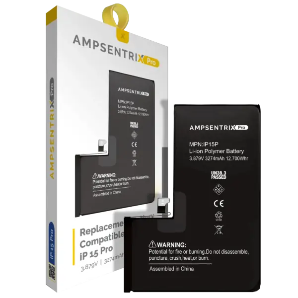Replacement Battery For iPhone 15 Pro (AmpSentrix Pro)