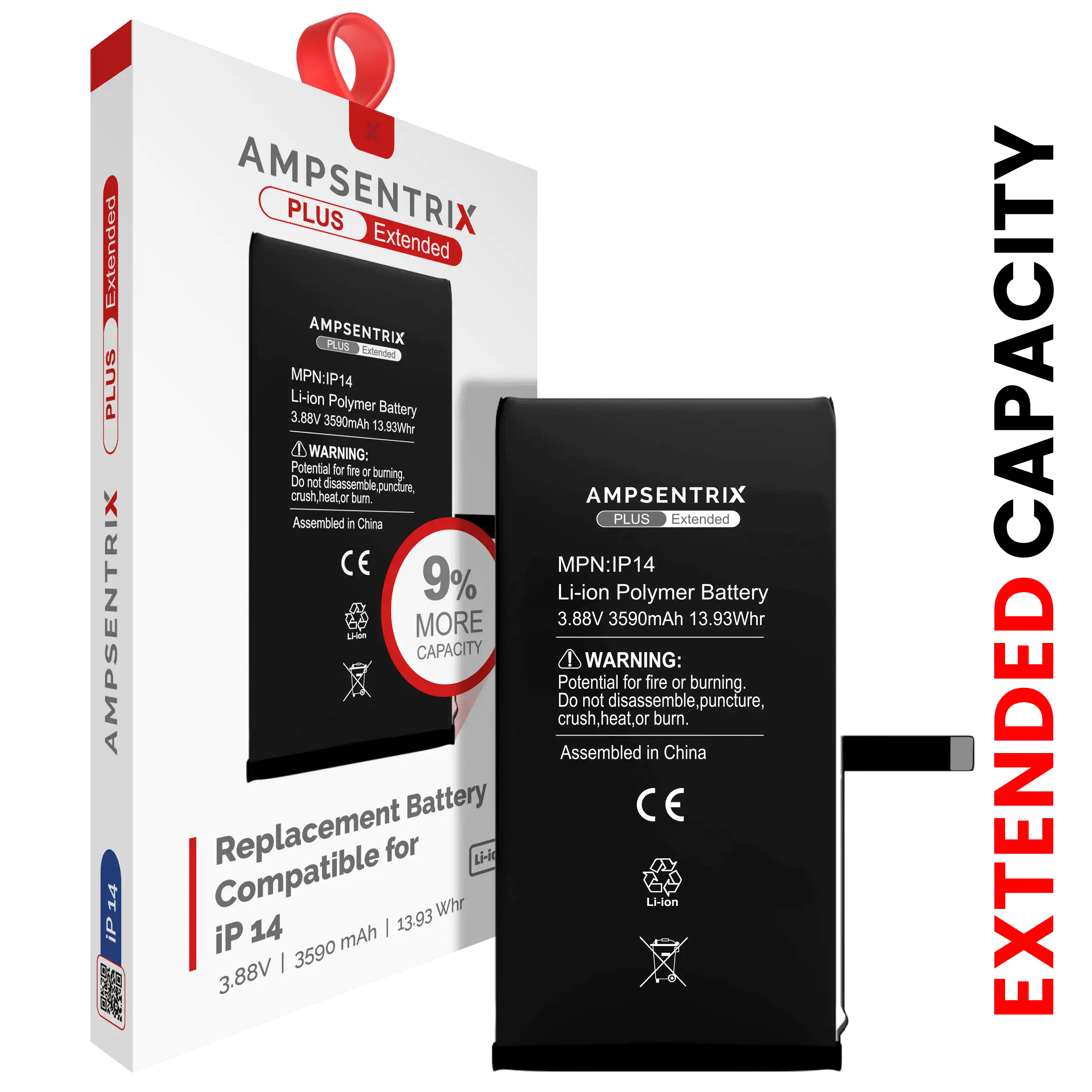 Replacement Battery For iPhone 14 (AmpSentrix Plus Extended) - Image 2