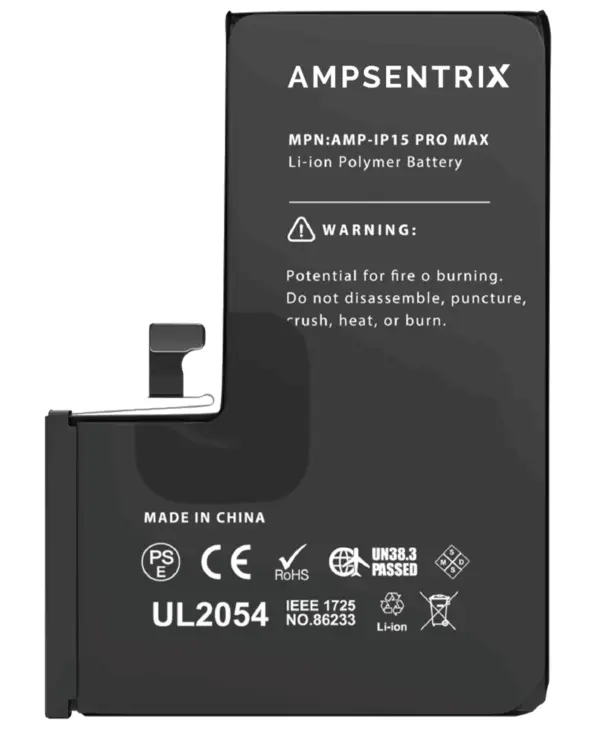 Replacement Battery For iPhone 15 Pro Max (AmpSentrix Basic Extended)