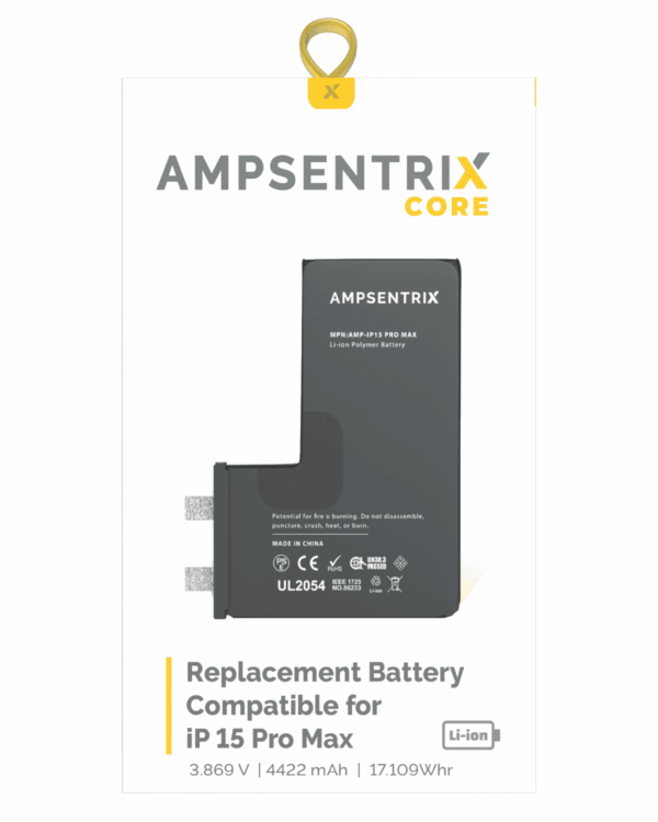 Replacement Battery Core For iPhone 15 Pro Max (Spot Welding Required) (AmpSentrix Core)