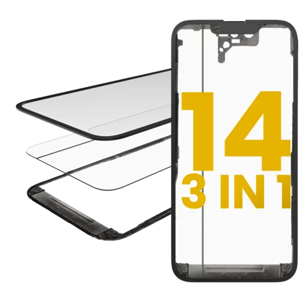 3 in 1 (Glass With OCA Pre-Installed + Frame) For iPhone 14 (OCA Master)