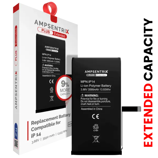 Replacement Battery For iPhone 14 (AmpSentrix Plus Extended)