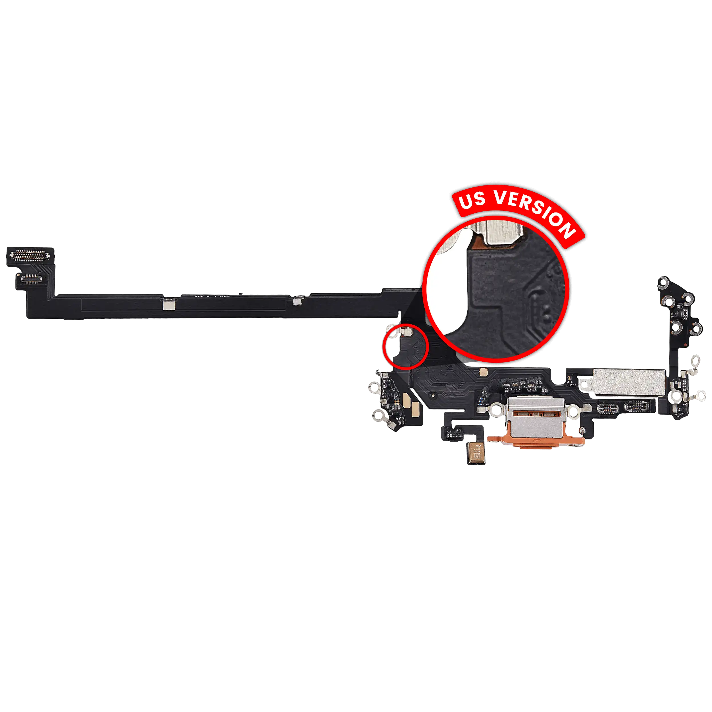 Charging Port Flex Cable For iPhone 17 Pro (Aftermarket Plus) (US Version) (Cosmic Orange) - Image 2