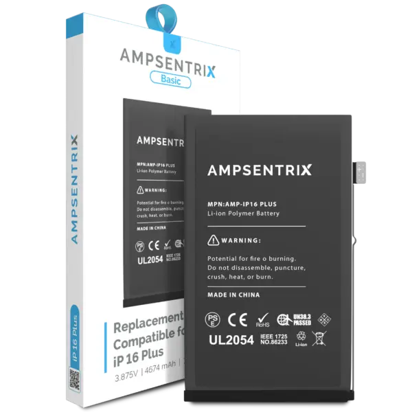 Replacement Battery For iPhone 16 Plus (AmpSentrix Basic)