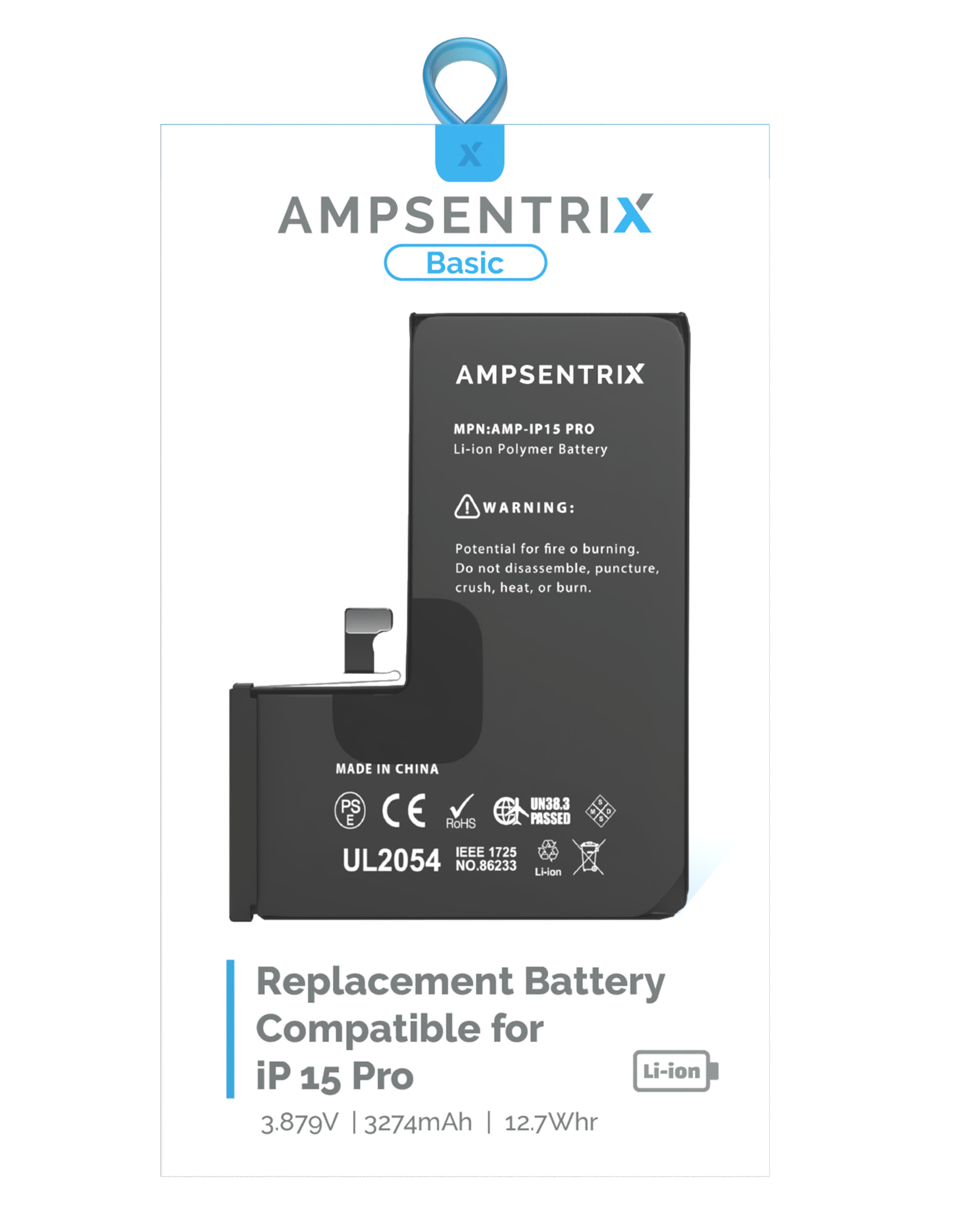 Replacement Battery For iPhone 15 Pro (AmpSentrix Basic) - Image 11