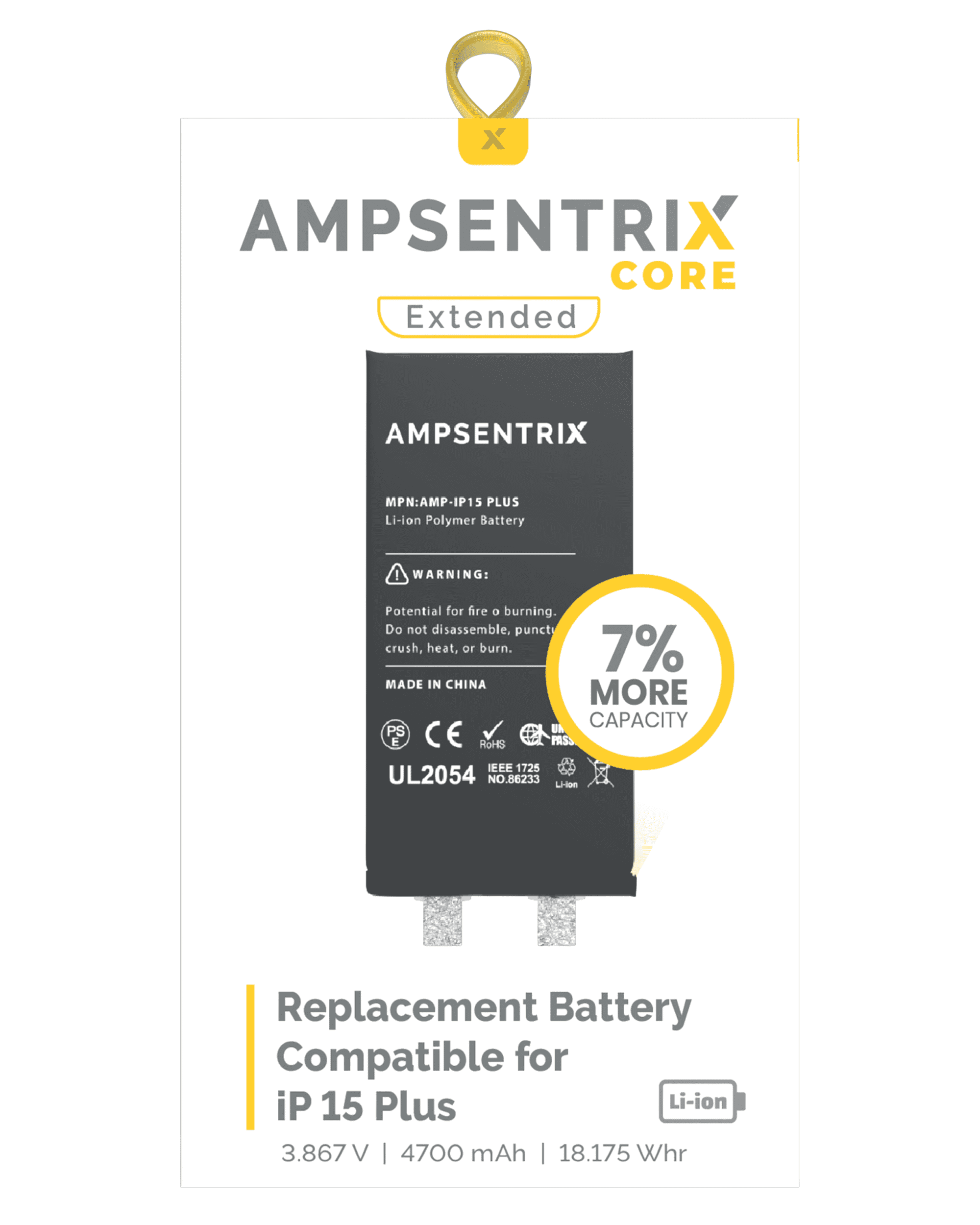 Replacement Battery For iPhone 15 Plus (Spot Welding Required) (AmpSentrix Core Extended) - Image 10