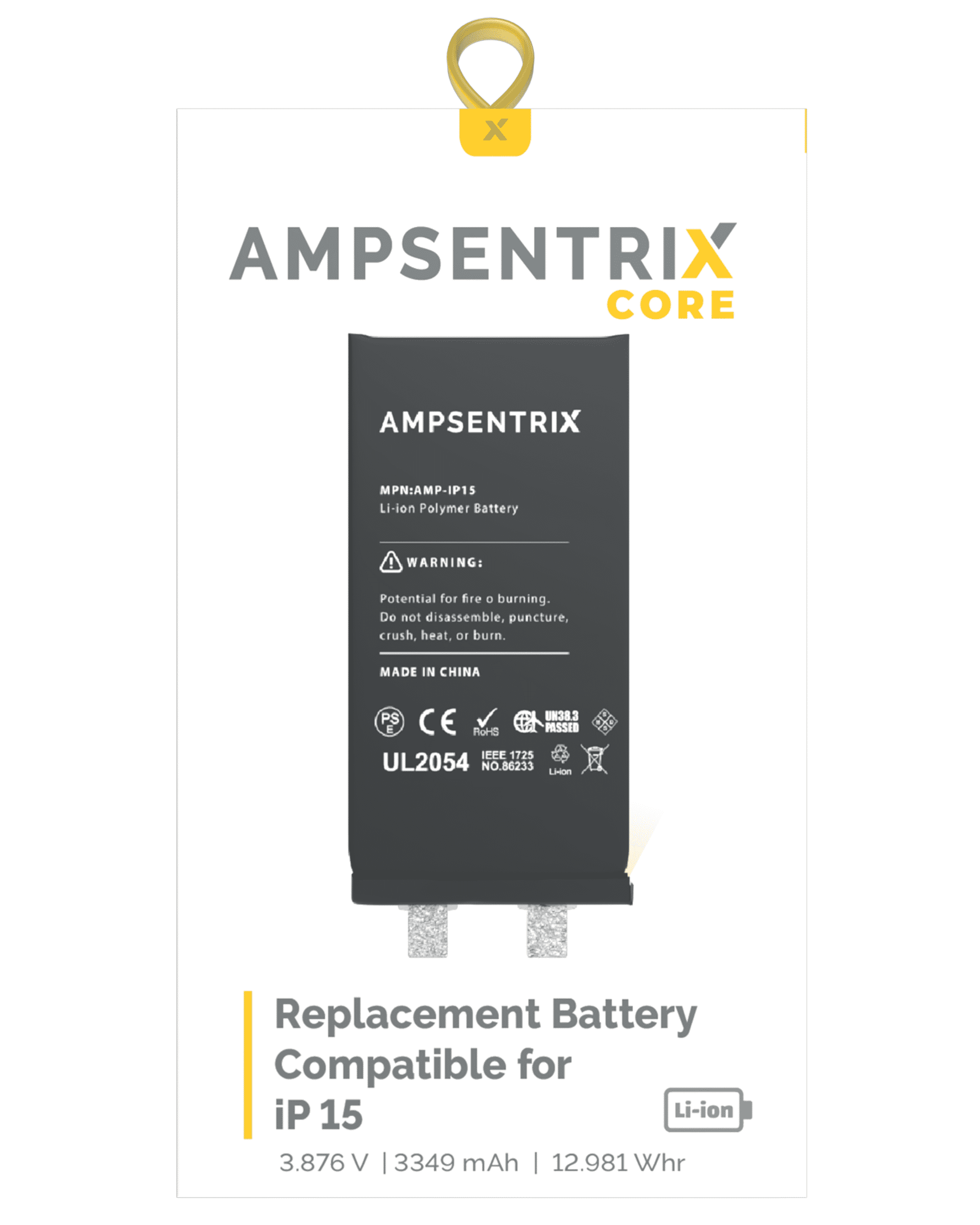 Replacement Battery Core For iPhone 15 (Spot Welding Required) (AmpSentrix Core) - Image 8