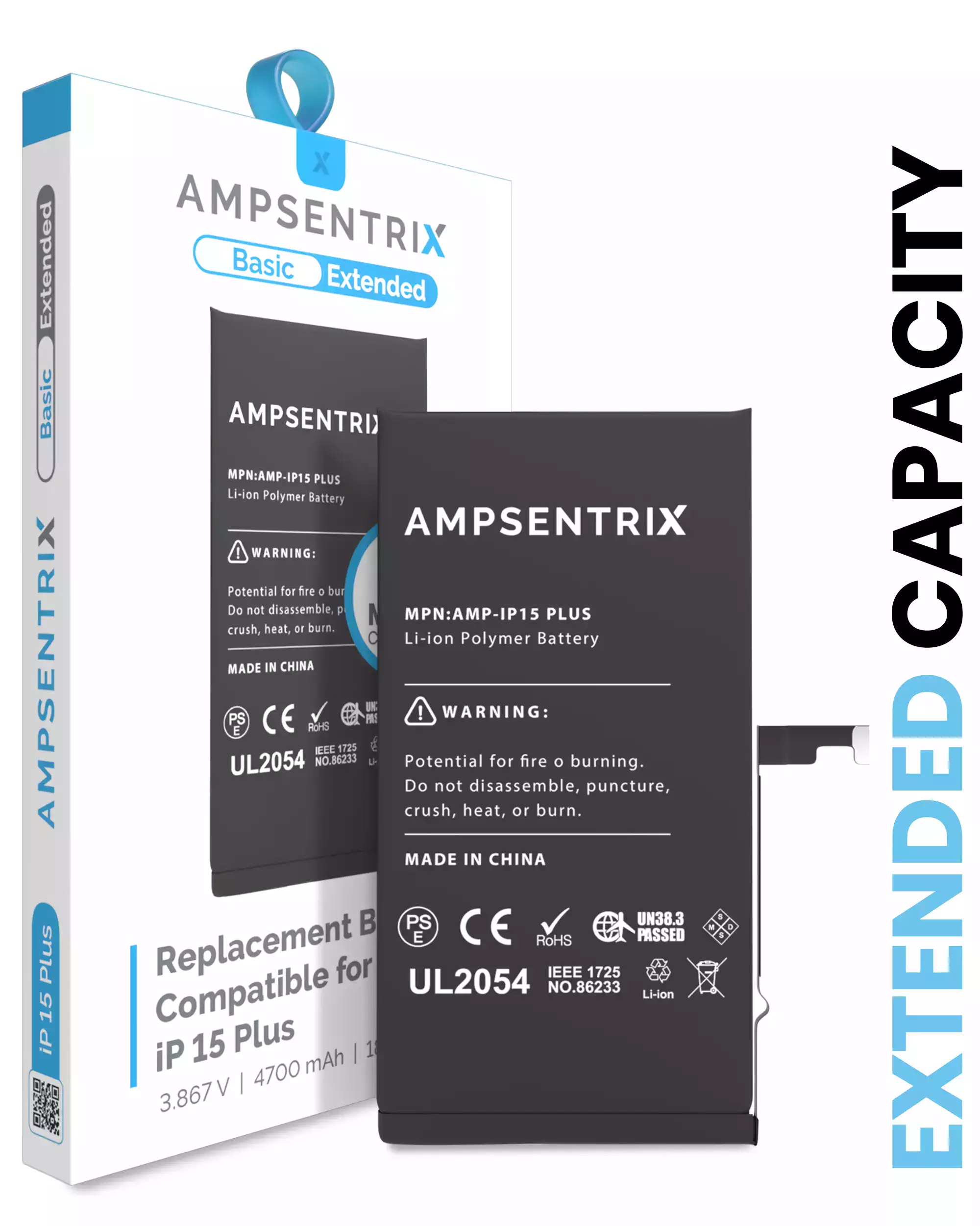 Replacement Battery For iPhone 15 Plus (AmpSentrix Basic Extended) - Image 12